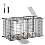 SONGMICS Small Animal Cage, Pet Cage, XL, with Top, Base, 2 Doors, Easy to Clean, 102 x 51 x 51 cm, Black LPI010B01