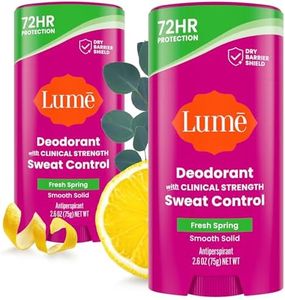 Lume Deodorant Plus Sweat Control - Smooth Solid Stick - Maximum Strength Antiperspirant - 72 Hour Odor And Sweat Control - Baking Soda Free, Skin Loving - 2.6 ounce (Fresh Spring) Pack of 2