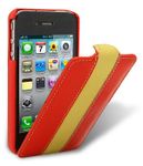 MELKCO Leather Case for Apple iPhone 4/4S - (Red/Yellow) - APIPO4LCJM1RDYWLC