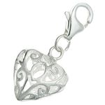 Dreambell .925 Sterling Silver Heart Love Filigree Dangle Bead Clasp European Lobster Trigger Clip On Charm