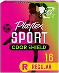 Playtex Sport Odor Shield Tampons, Regular Absorbency, Unscented - 16ct