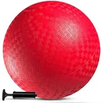 Bedwina Playground Ball - 8.5 Inch (1-Pack) Red Rubber Bouncy Inflatable Balls, w/Air Pump, for Kids & Adults, Indoor & Outdoor Games, Kickballs, Dodgeball, Four Square, Dodge Ball, Handball