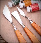 Kabeer Art 3 Pcs Stainless Steel Palette Knife Set, Spatula Painting Mixing Scraper for Oil Painting, Acrylic Mixing, Etc.