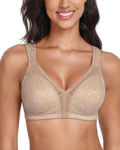 Lemorosy Women's Plus Size Full Coverage Non Padded Wireless Minimizer Bra -Comfort and Double Support (42DDD, Toffee)