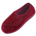 Git-up Women Soft wide Slippers Memory Foam Closed Toed Diabetic Arthritis Edema House Slippers, Red, 11