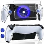 MENEEA Protective Case for Playstation Portal Remote Player, Clear PC Cover Protector for PS Portal Controller,All-Round Non-Slip Thumb Grips Tempered Film Accessories kit for Portal Remote Player