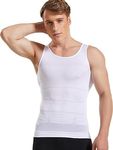 DSFIT Tummy Tucker Vest for Men’s Slimming Body Shaper Vest Abs Abdomen Slim Stretchable Tummy Control Vest Shapewear Undershirt Gym Workout (White)