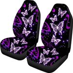 Biyejit Galaxy Purple Butterfly Car Front Seat Covers Saddle Blanket Elastic Universal Size for Cars, Sedan, SUV, Van, Truck