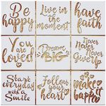 VETPW 9 Pcs Motivational Drawing Painting Template Craft Inspirational Quote Stencil Set, Reusable Shapes Word Stencils Scale Templates for Floors, Window, Furniture, Wood, Wall Design, 20x20CM