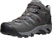 KEEN Utility Men's Lansing Mid Height Steel Toe Waterproof Work Boots, Magnet/Fired Brick, 10.5 Wide