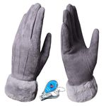 KXF Winter Warm Gloves, Womens Lady Super Soft Suede Leather Gloves Touch Screen Thick Fleece Lined Gloves Cold Weather Windproof Outdoor Sports Gloves