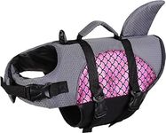 Matiko Dog Life Jacket Vest, Adjustable Dogs Swimming Vest with Shark Fin, Safety High Visibility Pet Floatation Vest Life Preserver for Small Medium and Large Dogs for Swimming and Boating (M, Pink)