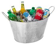 FiNeWaY 24L GALVANISED STEEL OVAL PARTY TUB BEVERAGE DRINK TUB BEER BUCKET