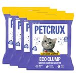 PetCrux Eco Clump Cat Litter 20Kg, 100% Natural Bentonite Odour Lock Lavender Scented Clay, Dust Free, 4 Packs of 5 Kgs (Combo)