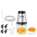 VEVOR Food Processor, Electric Meat Grinder with 4-Wing Stainless Steel Blades, 2.5 Cup Glass Bowl, 400W Electric Food Chopper, 2 Speeds Food Grinder for Baby Food, Meat, Onion, Vegetables