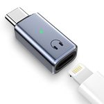 TiMOVO Adapter for Lightning to USB C Audio Adapter, USB C Male to Lightn-ing Headphone Earphone Female Converter for iPhone 15/16 Series, iPad, Galaxy, MacBook, Not for Charging/Data Transfer, Grey