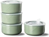 Adewnest Ceramic Bowl with Lid: Soup Bowls with Lids Microwave Safe - Kitchen Food Storage Container - Serving Bowls Set of 4 for Lunch, Picnic, Camping - 5 in, 20 oz, Green