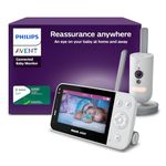 Philips Avent Connected Baby Monitor with WiFi, HD Camera, Infrared Night Vision, Cry Detection, Two-Way Audio, 12 Hrs Screentime in Eco Mode, Model SCD951/26