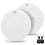 MiLi Key Finder Locator Luggage Tracker, Apple MFi Certified Portable Bluetooth GPS Tracker Works with Apple Find My(iOS Only), Key Tracker Tag with Holder Case for Keys Wallets Bags (2 Pack)