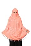 PRACHARAN Women Cotton Stylish Hand Printed Scarf, Anti Pollution Full face Scarf With UV Sun Rays Protection Scarf for Women and Girls (Peach)