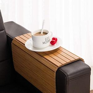 GEHE Sofa Arm Tray Table Flexible/Foldable Sofa Tray Couch arm Table Perfect for Drink Snacks Great arm Tray for Couch armrest (16.5" L x 13.25" W x 0.4" H, Natural Bamboo)