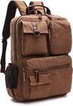 TELOSPORTS Canvas Laptop Backpacks Vintage Business Travel Rucksack Fits Bookbags for Men Women coffee