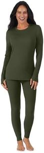 Cuddl Duds Thermal Underwear Long Johns for Women Fleece Lined Cold Weather Base Layer Top and Leggings Bottom Winter Set - Hunter Green, Medium