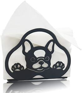 Ctpeng Bulldog Napkin Holders for Paper Napkins,Paper Towel Holder,Bar Dining Room DecorFreestanding Bulldog Napkin Dispenser for Kitchen Dining Table,Metal,Black,12.5×4.3×10.3cm