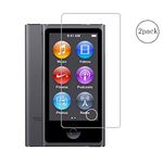 (2 Pack) iPod Nano 7th 8th Generation Screen Protector,Full Coverage 9H Hardness Tempered Glass Screen Protector for iPod Nano 7 8 with Anti-Fingerprint Bubble-Free Crystal Clear