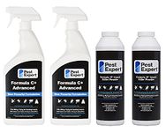 Pest Expert Formula 'C+' Woodlice Killer Spray 2 x 1ltr and Formula 'P' Woodlice Killer Powder XL pack size 2 x 300g (HSE approved and tested - professional strength product)
