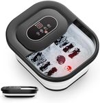 COMFIER Foot Spa Massager with Heat, Foot Bath with Heater, Bubbles, Vibration, Temperature Control, Pedicure Pumice Stone, Smart Timer, Black, Gifts for Women Men
