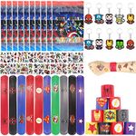 Superhero Party Bag Fillers for Kids Boys Girls, 40Pcs Avengers Theme Assorted Toys Pinata Filler with Slap Bands Stickers Keychains Gift Bags Lucky Dip Prize Party Favours for Birthday Gift Halloween