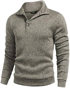 COOFANDY Men Casual Knit Pullover Sweatshirt Slim Fit Thermal Fashion Sweater Khaki