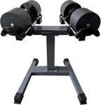 BRAINGAIN 2x 45kg (WITH STAND) Adjustable Dumbbell PAIR 9-in-1 Easy Safe Locking Mechanism Home Fitness Gym Equipment Affordable Dumbbells Weights Space Saver Set (90kg Total)