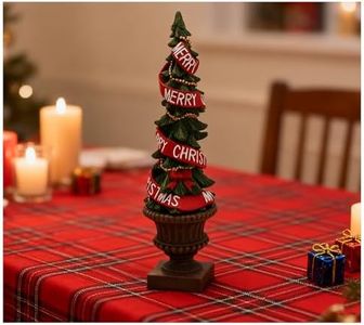 11" Christmas Tree Figurine Decor - Handmade Nativity Scene Figurine Decoration, Vintage Holiday Collectable Tree for Christmas, Winter Festivals, Home, Desk, Mantel, Tabletop, and Office Decor