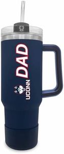 Campus Colors Collegiate 40oz Stainless Steel Travel Tumbler with Handle for Dad - Vacuum Insulated, Dual Lid & Straw, For Parents