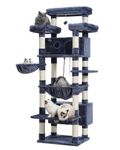 Gitelsnour Cat Tree for Indoor Cats Large Adult, 74" Cat Tower for with 3 Big Platforms, 2 Baskets, 2 Condos, Multi-Level Cat Scratching Posts, Smoky Gray GCT030G