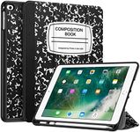 Fintie SlimShell Case for iPad 6th Generation 2018 / iPad 5th Gen 2017/ iPad Air 2 / iPad Air - [Built-in Pencil Holder] Soft TPU Back Cover w/Auto Wake Sleep for iPad 9.7", Composition Book Black