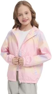 Orolay Girls Lightweight Rain Jacket Boys Hooded Raincoat Toddler Lined Outdoor Windbreaker for Kids Rainbow 5