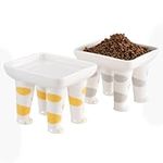 Navaris Cat Bowls with Paws - Raised Cat Bowl w Elevated Anti-Vomiting Design - Easy Clean Ceramic Cat Food Bowls - Microwave & Dishwasher Safe - 400 ml (13.5 oz) Capacity - 2 Pack