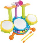 GOMINIMO Kids Toy Musical Drum Set Basic Version - Clear Sound, Safe Volume, Stable Design, Sensory Variety, Mic Included, Green