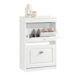 SoBuy 2 Flip-drawers Shoe Cabinet Shoe Rack Shoe Storage Cupboard Organizer White W53 x D24 x H82cm FSR78-W