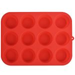 Zuvo Silicon Muffin Tray 12 Cups - Non Stick Baking Trays for Cupcakes & Brownies - (23x31cm) Red Baking Moulds for Muffin