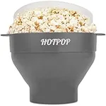 HotPop Silicone Microwave Popcorn Maker Bowl, Gray - Easy Use Popcorn Popper for Home Kitchen