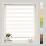 FOIRESOFT Standard Zebra Horizontal Blind [Basic, Ivory, W 55 in X H 64 in] Day and Night Dual Layer Sheer Custom Roller Shades for Window 24 to 84 inch Wide