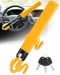 Tevlaphee Steering Wheel Lock Anti-Theft Car Device Heavy Duty Security Car Lock Antitheft Locking Devices Great Deterrent Adjustable Car Wheel Lock Anti Theft for Vehicle Truck with 3 Keys(Yellow)