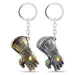 Yaa Catchy Avengers Thanos hand with all Infinity Stone Gauntlet and Double-Bladed Sword KeyChain Key ring best Gift for (Thanos Lovers) Keychains (HAND GOLD & GREY)