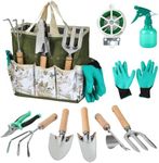 Gardening Tools 10-Piece, Stainless Steel Rust-Proof Gardening Tool Set with Storage Tote Bag, Outdoor Hand Tools, Ideal Gardening Gifts for Women