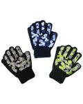 Evridwear Kids Boys Winter Gloves 4-14 Years,3 Pairs Girls Kid Knit Stretchy Grip Warm Magic Glove for Children, 3 Pairs Camo, 6-8Years