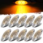 Partsam 10pcs 6.5" LED Marker Lights [DOT Approved], Oval Amber 16 LED Side Marker Clearance Lights with Chrome Bezel, Ultra Thin Panelite Light Replacement for Trucks Peterbilt Kenworth Freightliner